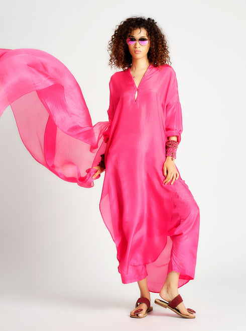 Solid Light Weight Silk Scarf rose pink